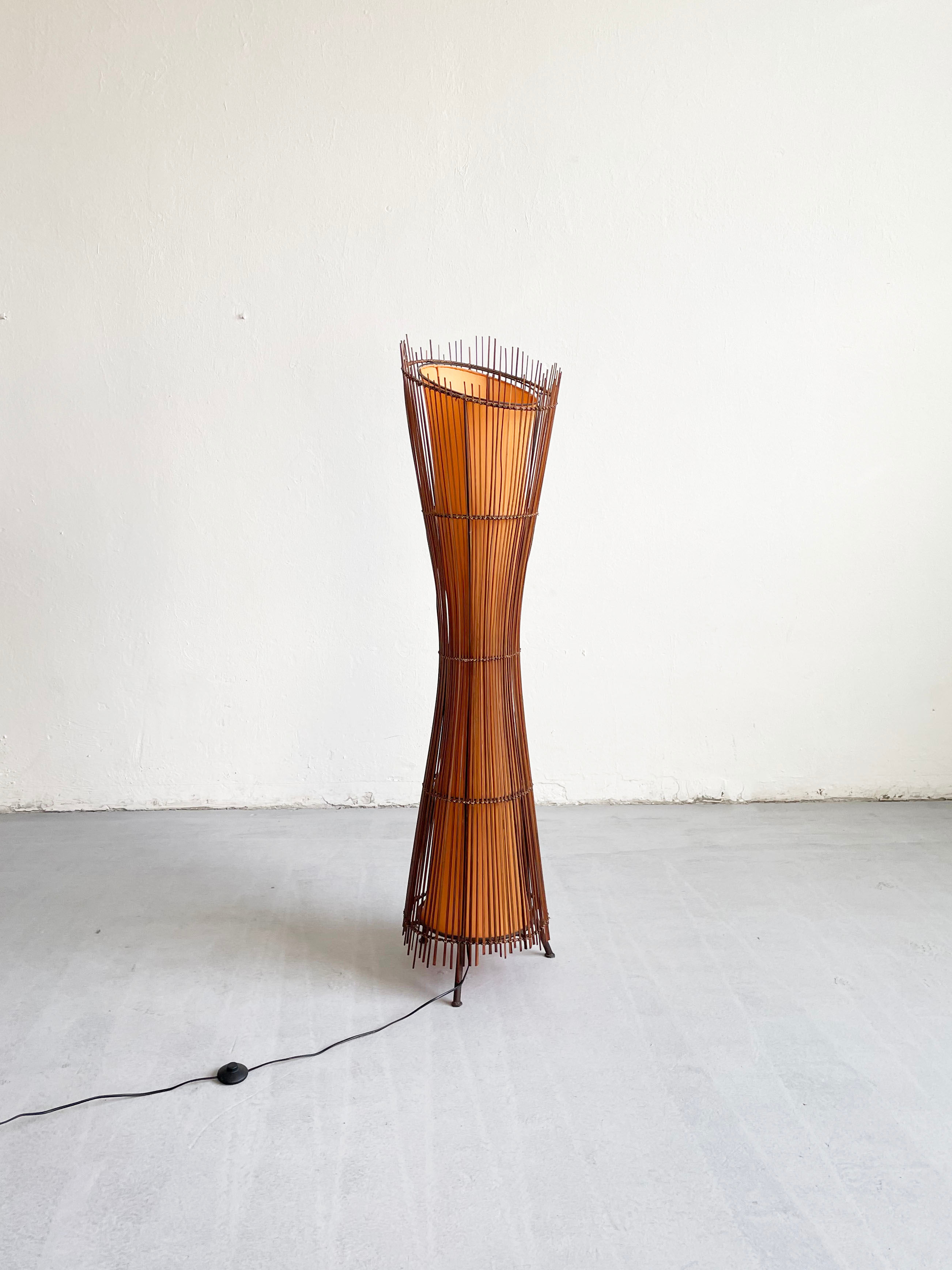 Vintage French 1980's Sculptural Floor Lamp Kobe; Japandi Organic Form