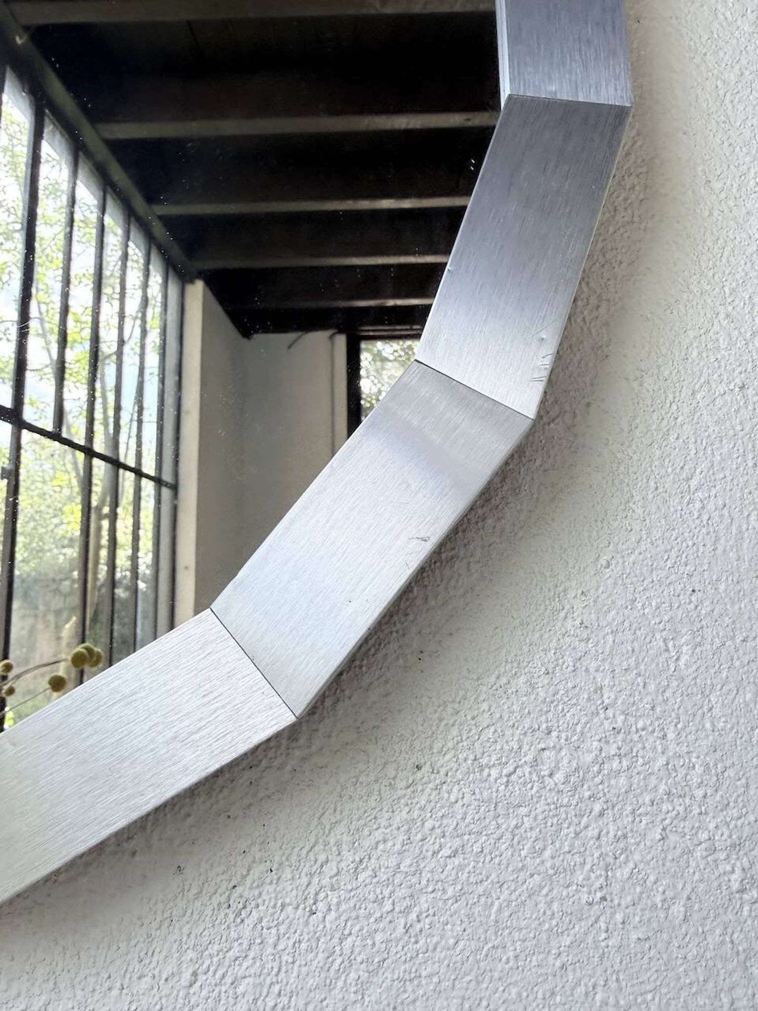 Miroir hexagonal métal brossé 1970