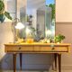 Dressing table in a vintage mirror triptych