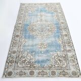 4x6 Sky Blue Orienta Classic Pattern Vintage Rug, 113x201Cm