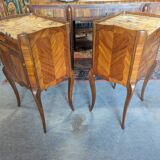 Pair of Louis XV Style Bedside Tables in Rosewood Marquetry