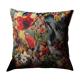 Woven Cushion, Crimson Macaw Parrot Jacquard, Dark Ground Pillow Cover