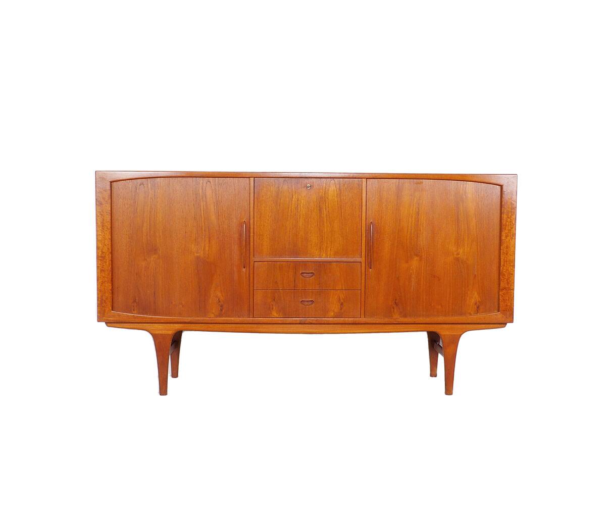 Danish Highboard with Tambour Doors, 1960s