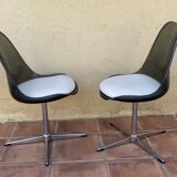 Pair of plexiglass shell and chrome steel chairs 1970.