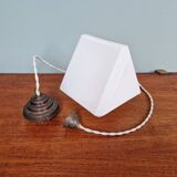 Art Deco pendant light in white opaline, triangular prism, 1920s-30s