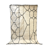 Moroccan Berber carpet Beni Ouarain with black graphic patterns 3,09x1.99m