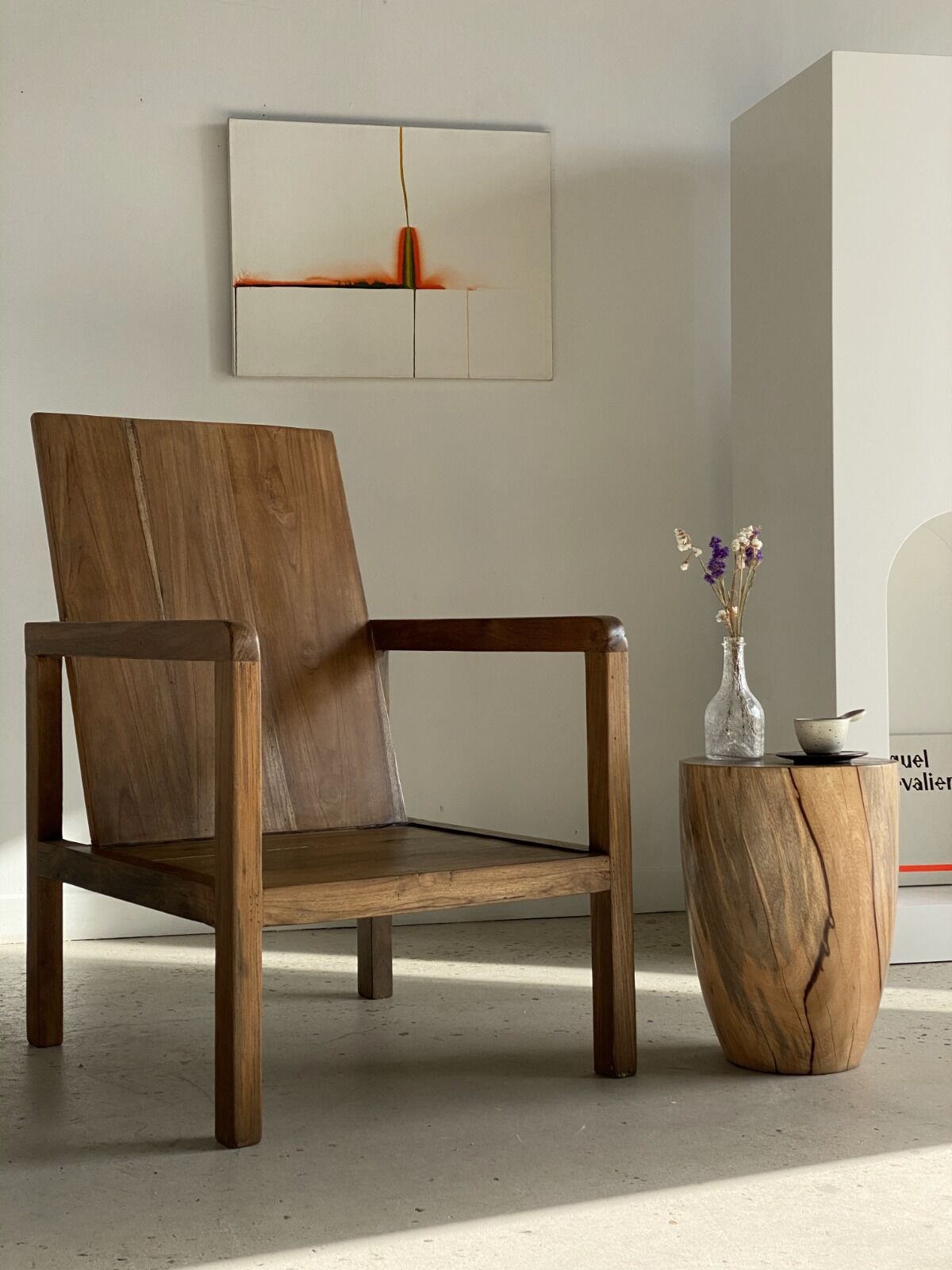 Armchair in natural wood (teak) minimalist design