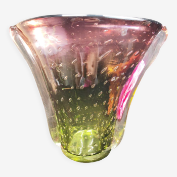 Vintage blown glass vase bubbles