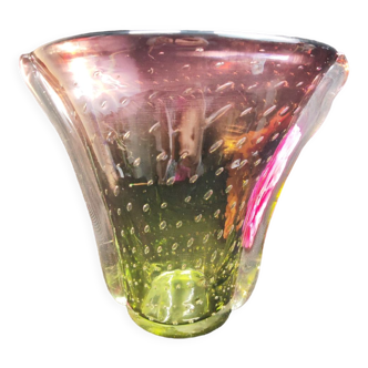 Vintage blown glass vase bubbles