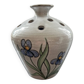 Vase pique fleurs décor iris