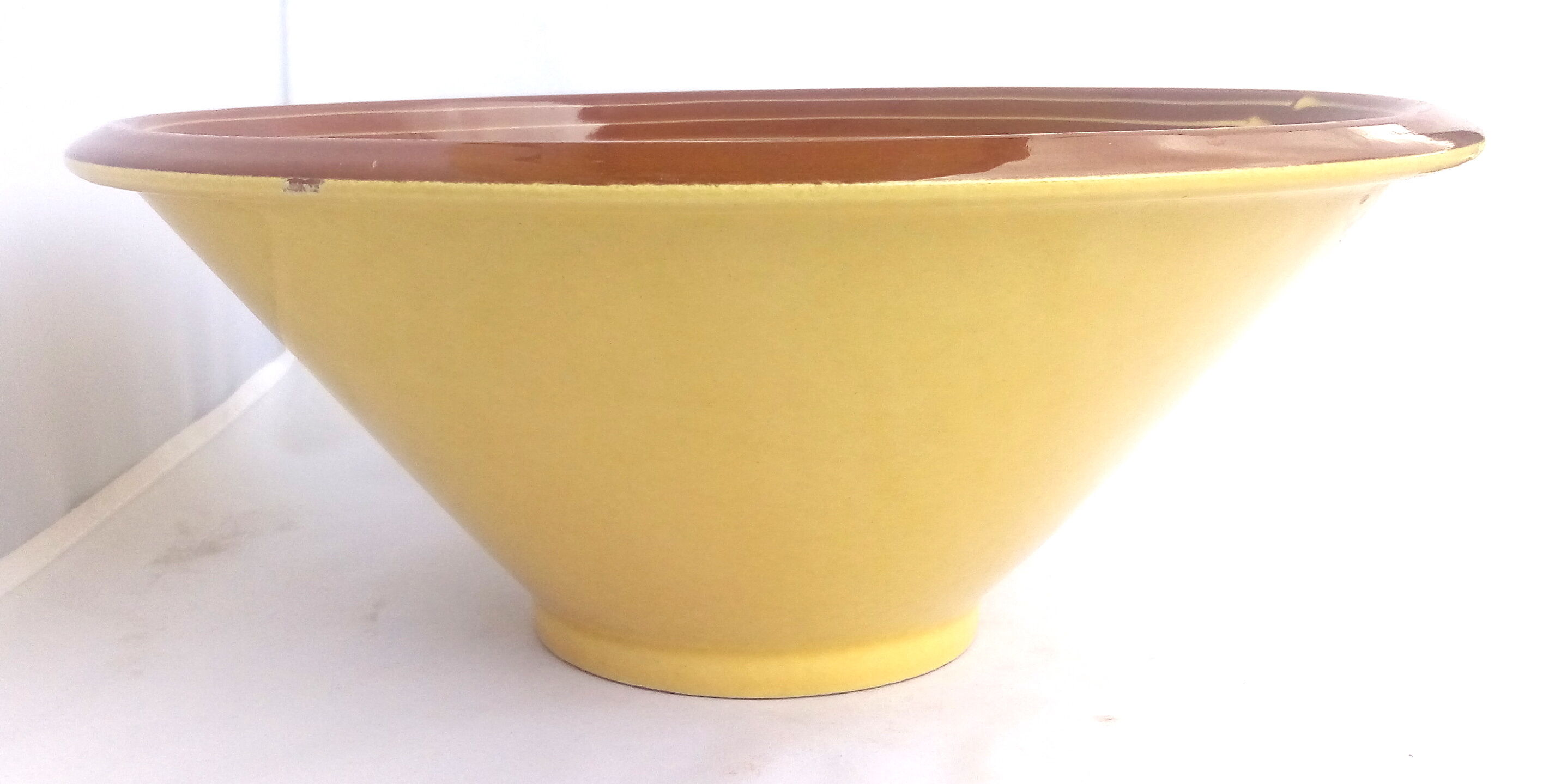 Saladier céramique marron et ellipse jaune