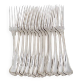 Christofle Violon palmettes, 14 fourchettes de table, 21 cm, métal argenté.