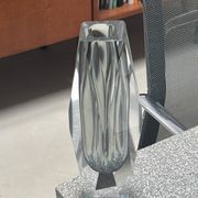 Vintage Geometric Vase in Grey "Sommerso" Murano Glass, Flavio Poli Style