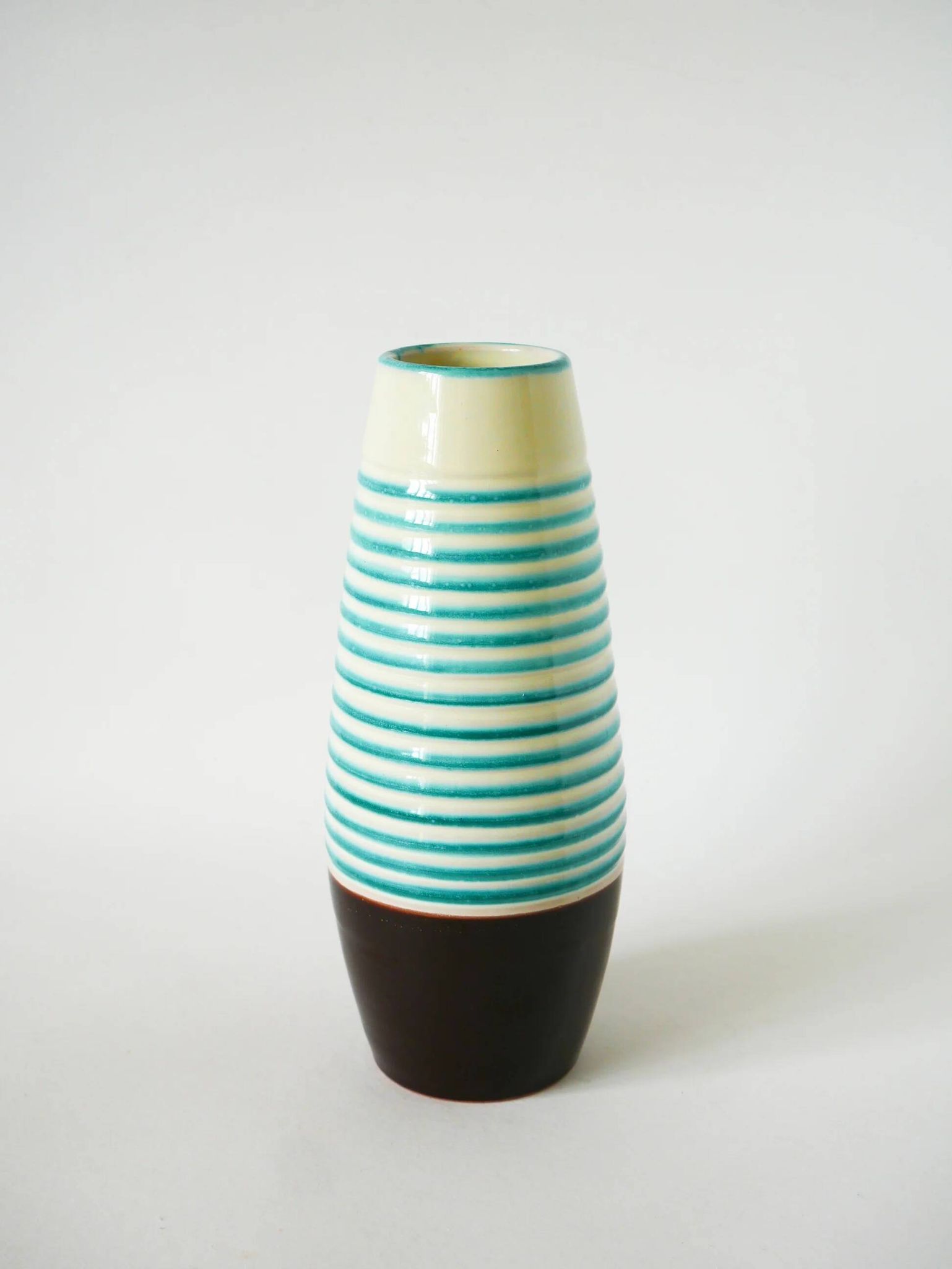 Ceramic vase, blue and brown, Keralit, Czechoslovakia, 1960