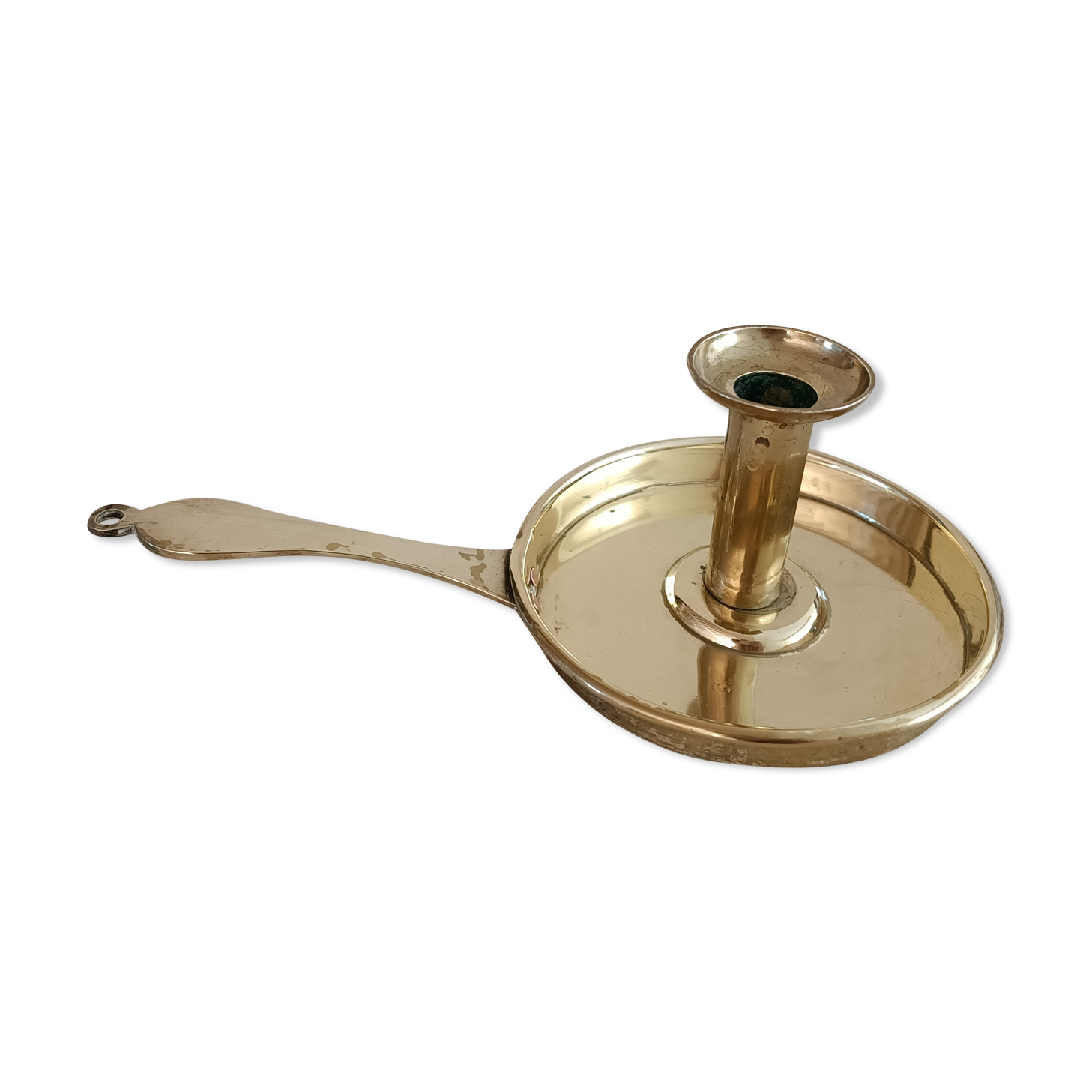 Yellow copper hand candle holder