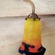 Wall light wall wall brass swan collar, porcelain rosette and tulip in colored glass paste