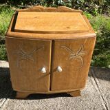 Table de chevet en bois deux portes