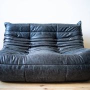Black leather 3-seat Togo sofa attributed to Michel Ducaroy for Ligne Roset
