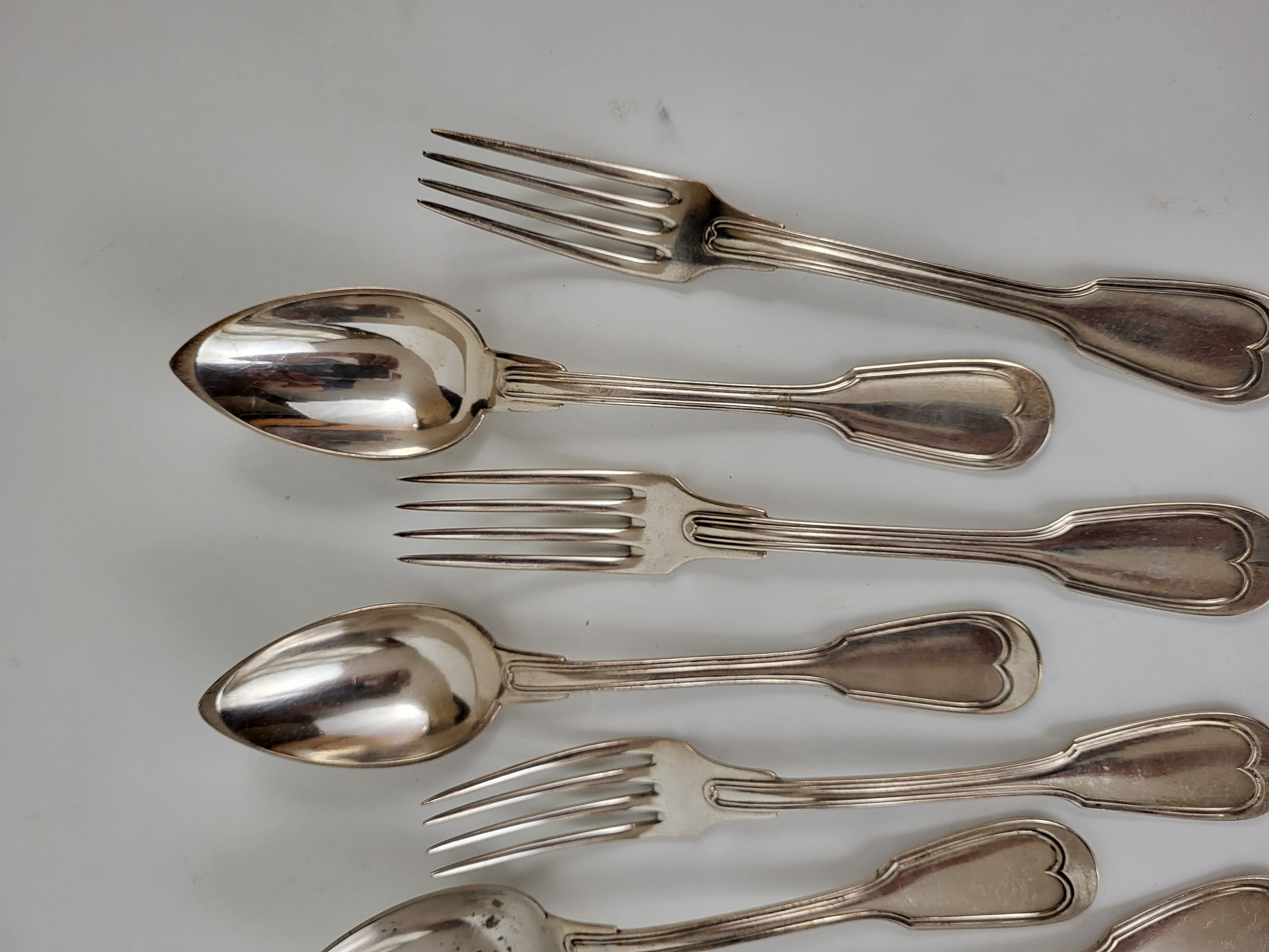 12 silver metal cutlery mesh model