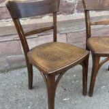 Paire de chaises de brasserie bois courbé