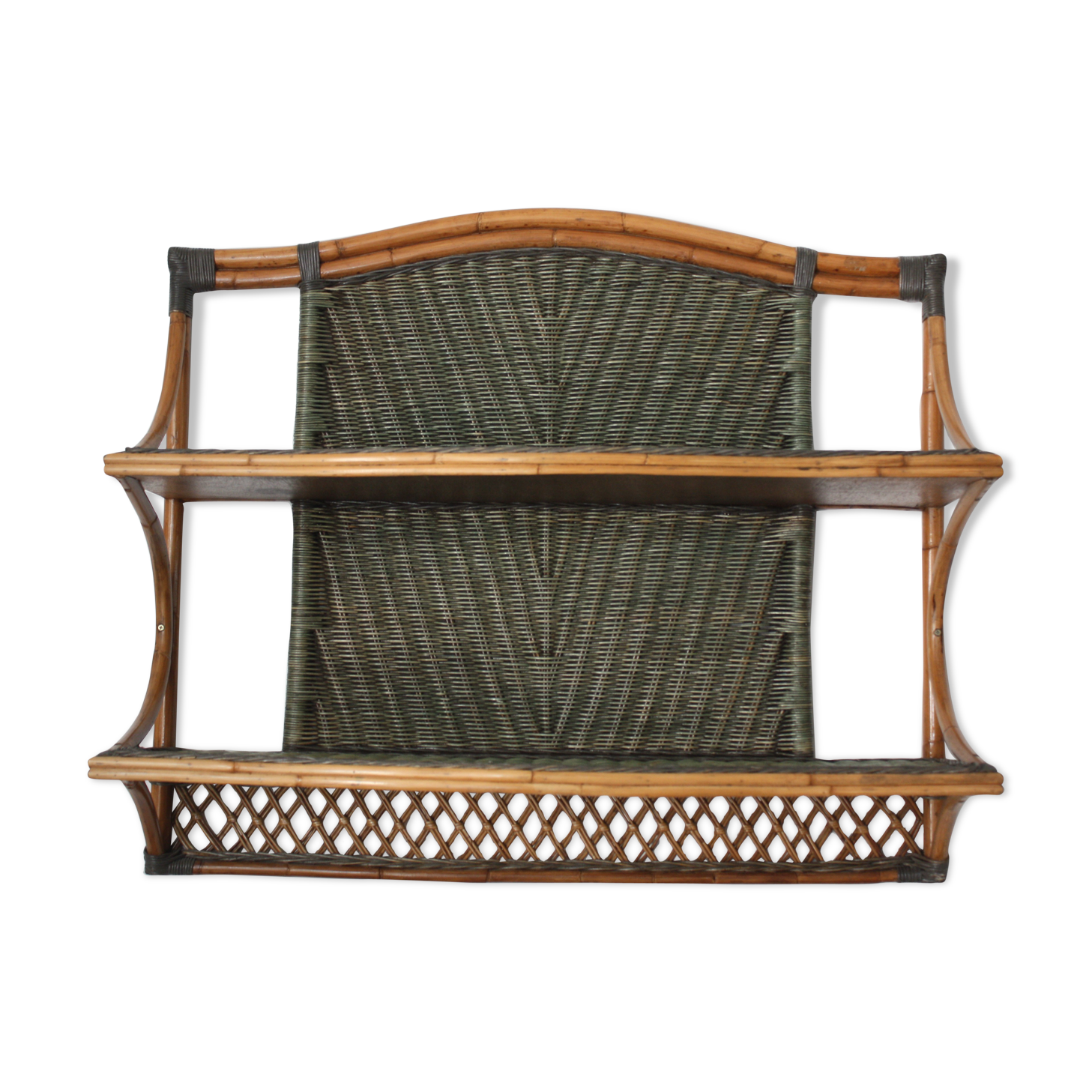 Vintage rattan wall shelf