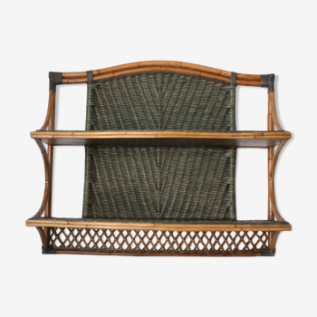 Vintage rattan wall shelf