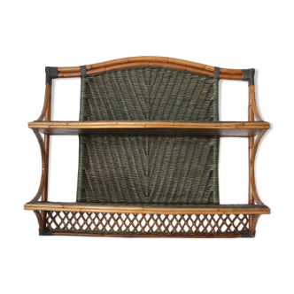 Vintage rattan wall shelf