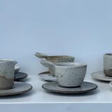 Modular Indonesian ceramic tableware service (6 elements + cups)