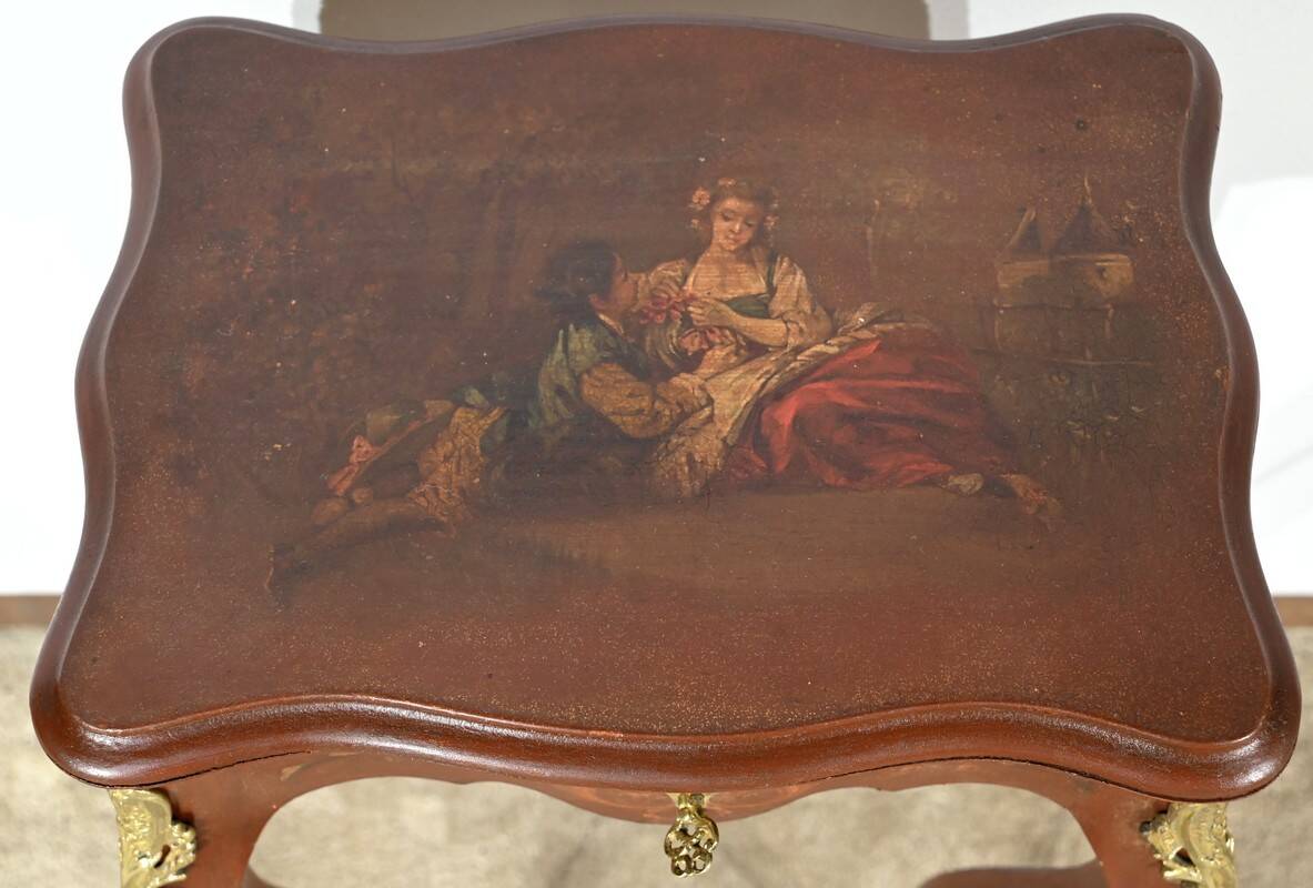 Small Table in Lacquered Wood, Louis XV Style – Late 19th Century