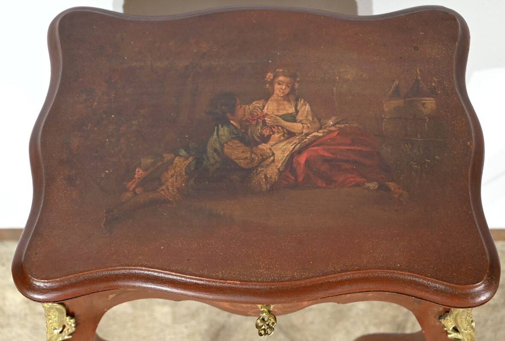 Small Table in Lacquered Wood, Louis XV Style – Late 19th Century