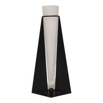 Postmodern metal and glass vase