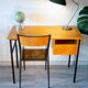 Bureau moderniste année 70, chêne et métal