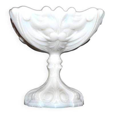 Opaline de Vallerysthal coupe calice art nouveau 1910 opaline blanche H16cm