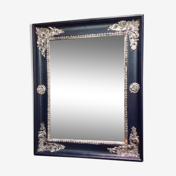 small antique silver patinated mirror