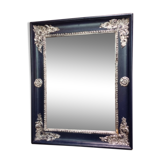 small antique silver patinated mirror