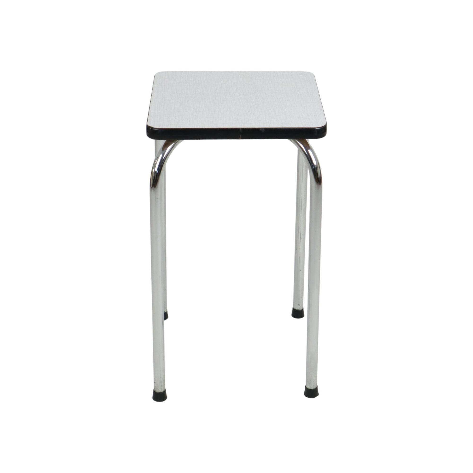 Vintage Retro Gray Formica Stool Chrome Plant Table Side Table