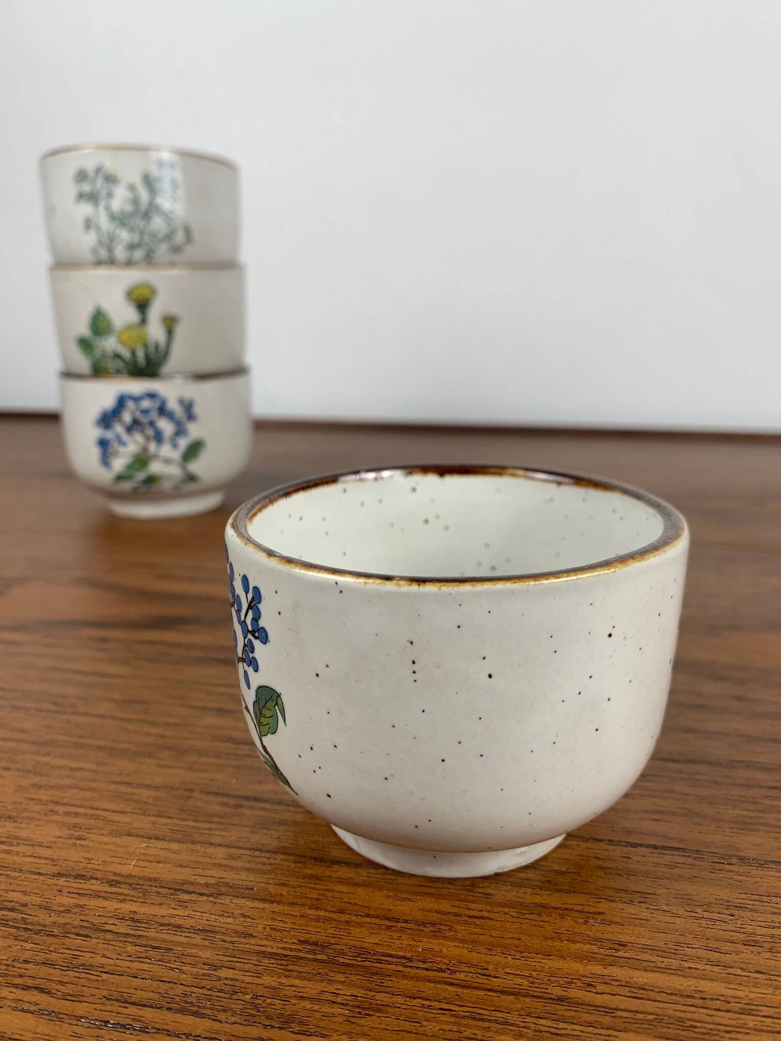 Set de 4 tasse à thé "herbier" , 1960/70, céramique