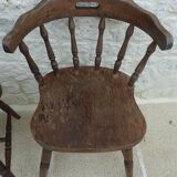 4 solid wood western-style "smoker's chairs" made of oak