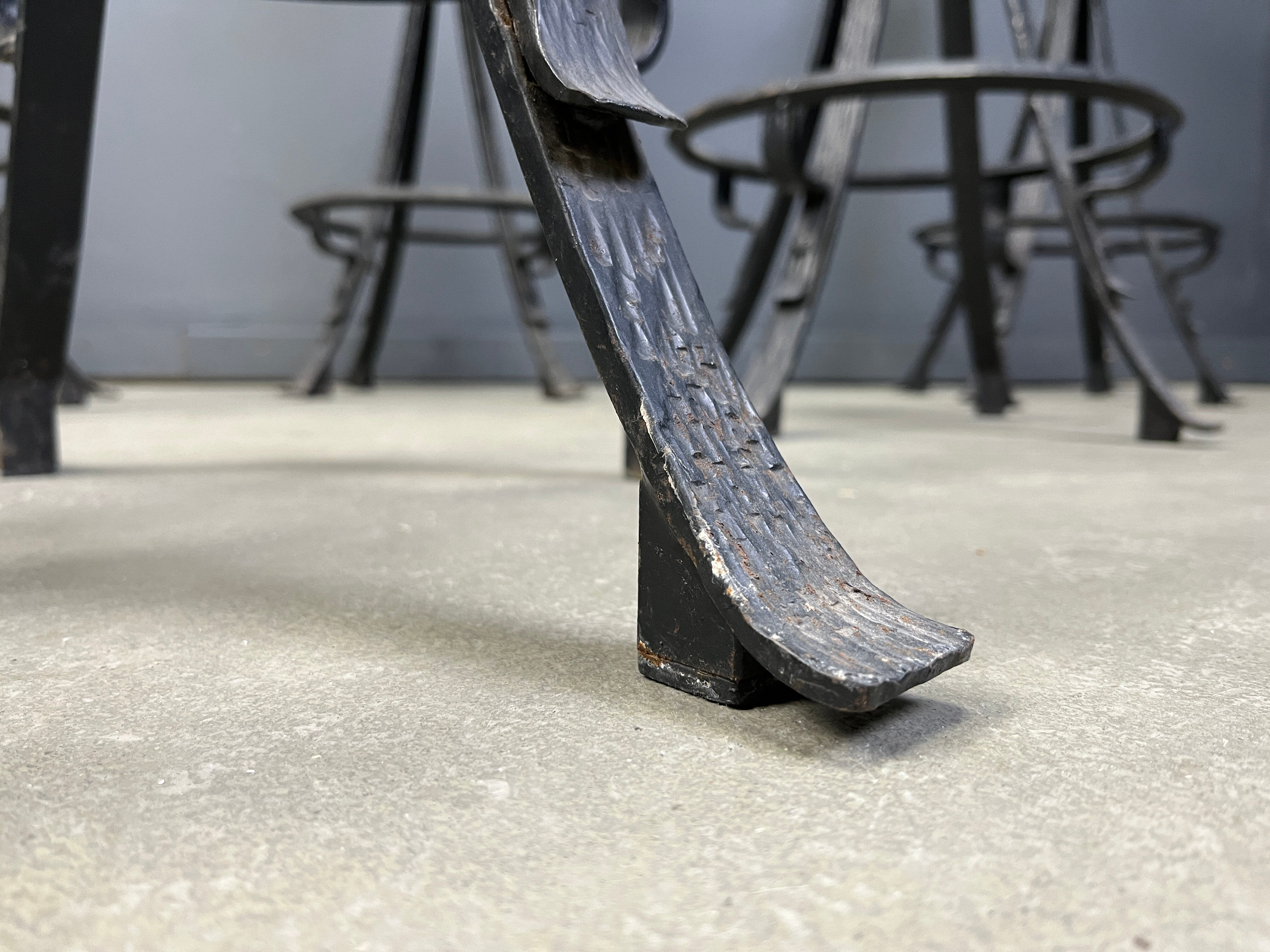 Vintage brutalist wrought iron bar stools, 1960s - set of 6