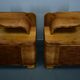 Art Deco bedside tables from the 1930s in walnut finish, Czechoslovakia.
