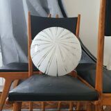 Vintage Murano glass globe flush mount filigree stipes | retro white lighting hand-crafted glass | Italian vintage lighting MCM home decor