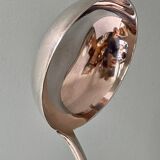 Large old ladle in silver metal, medallion baguette model