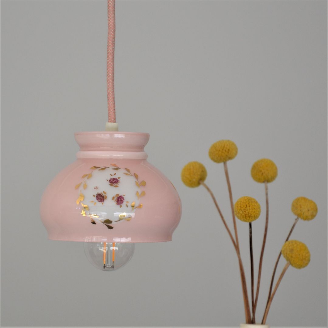 Vintage pink walkman floral pattern and golden frieze