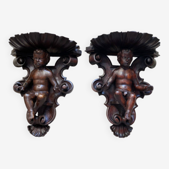 Pair of console sconces with putti of the Napoleon III period