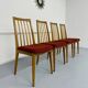 Set of 4 chairs in solid beech and vintage orange fabric, 70s design