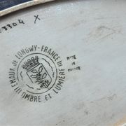 Old dish in enamels from longwy ombre et lumière collection ceramic design