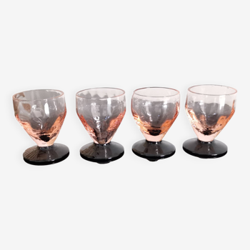 4 art deco stemmed glasses with digestive