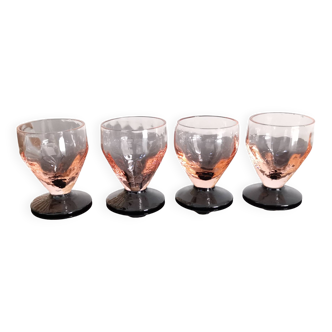 4 art deco stemmed glasses with digestive