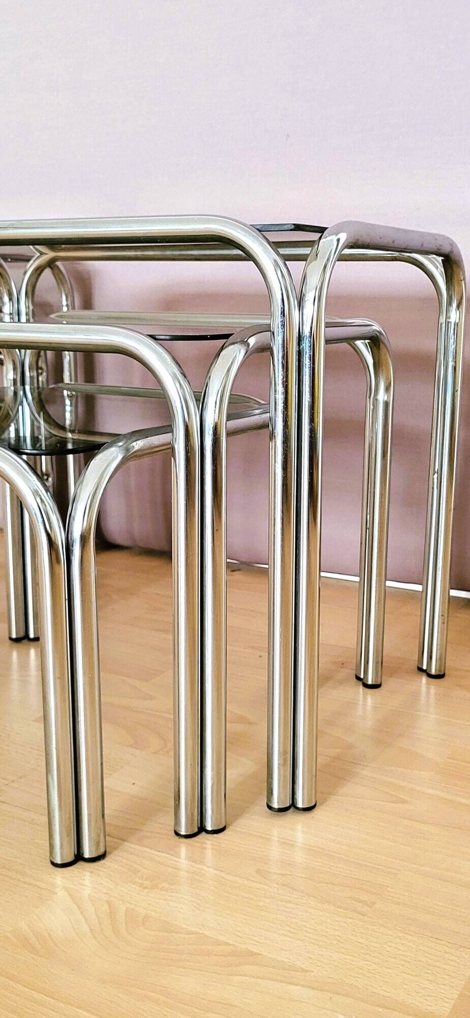 Italian nesting tables chrome "in perfect condition"