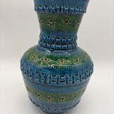 Aldo Londi vase, Rimini Blue, blue-green glazed ceramic, Bitossi, 1960